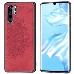 For Huawei P30 Pro Embossed Mandala Pattern PC + TPU + Fabric Phone Case with Lanyard & Magnetic(Red)