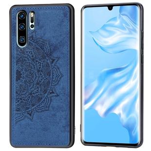 For Huawei P30 Pro Embossed Mandala Pattern PC + TPU + Fabric Phone Case with Lanyard & Magnetic(Blue)