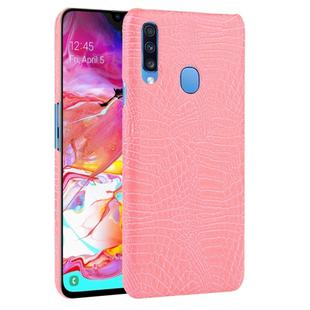 For Galaxy A20s Shockproof Crocodile Texture PC + PU Case(Pink)