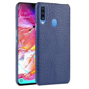 For Galaxy A20s Shockproof Crocodile Texture PC + PU Case(Blue)
