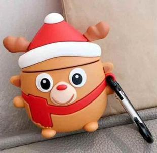For Apple AirPods 1/2 Gen Universal Santa Claus and Santa Deer Bluetooth Headphone Protective Case(Brown)