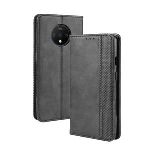 For OnePlus 7T  Magnetic Buckle Retro Crazy Horse Texture Horizontal Flip Leather Case  , with Holder & Card Slots & Photo Frame(Black)