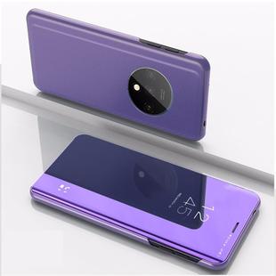 For One Plus 7T Plated Mirror Horizontal Flip Leather Case  with Stand Mobile Phone Holster(Purple Blue)