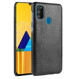 For Galaxy M30s Shockproof Crocodile Texture PC + PU Case(Black)