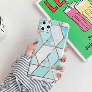 For iPhone 11 Plating Colorful Geometric Pattern Mosaic Marble TPU Mobile Phone Case(Green PJ2)
