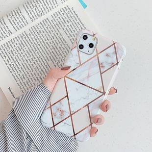 For iPhone 11 Plating Colorful Geometric Pattern Mosaic Marble TPU Mobile Phone Case(White PJ3)
