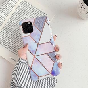 For iPhone 11 Pro Plating Colorful Geometric Pattern Mosaic Marble TPU Mobile Phone Case(Purple PJ4)