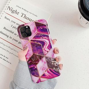For iPhone 11 Pro Plating Colorful Geometric Pattern Mosaic Marble TPU Mobile Phone Case(Magenta PJ5)