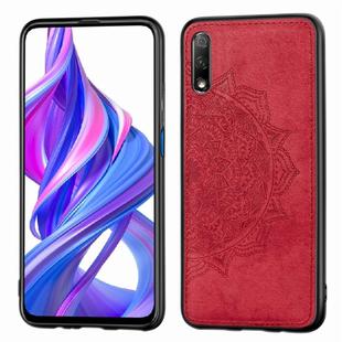 For Huawei Honor 9X    Embossed Mandala Pattern PC + TPU + Fabric Phone Case with Lanyard & Magnetic(Red)