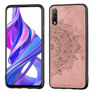 For Huawei Honor 9X    Embossed Mandala Pattern PC + TPU + Fabric Phone Case with Lanyard & Magnetic(Rose Gold)