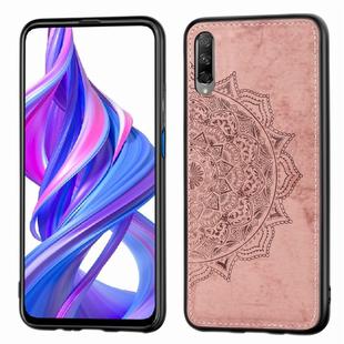 For Huawei Honor 9X Pro   Embossed Mandala Pattern PC + TPU + Fabric Phone Case with Lanyard & Magnetic(Rose Gold)