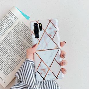 For Huawei P30 Pro   Plating Colorful Geometric Pattern Mosaic Marble TPU Mobile Phone Case(White PJ3)