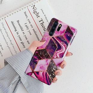 For Huawei P30 Pro   Plating Colorful Geometric Pattern Mosaic Marble TPU Mobile Phone Case(Magenta PJ5)