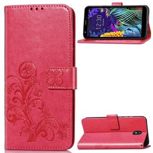 For LG K30 2019   Four-leaf Clasp Embossed Buckle Mobile Phone Protection Leather Case with Lanyard & Card Slot & Wallet & Bracket Function(Mageta)