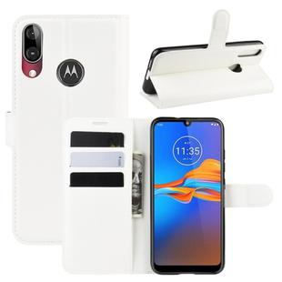 For MOTO E6 Plus Litchi Texture Horizontal Flip Leather Case with Wallet & Holder & Card Slots(White)