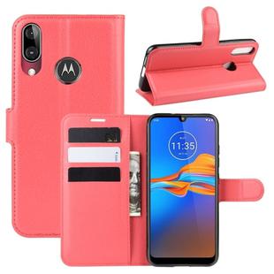 For MOTO E6 Plus Litchi Texture Horizontal Flip Leather Case with Wallet & Holder & Card Slots(Red)