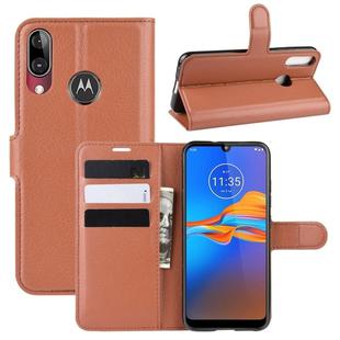 For MOTO E6 Plus Litchi Texture Horizontal Flip Leather Case with Wallet & Holder & Card Slots(Brown)