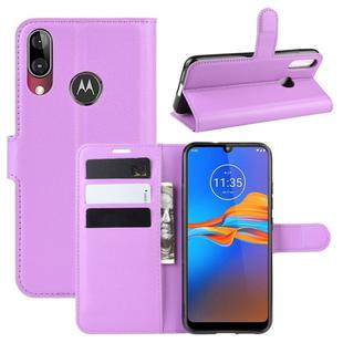 For MOTO E6 Plus Litchi Texture Horizontal Flip Leather Case with Wallet & Holder & Card Slots(Purple)