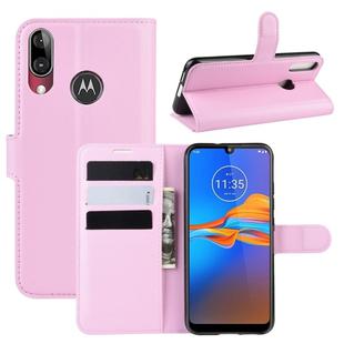 For MOTO E6 Plus Litchi Texture Horizontal Flip Leather Case with Wallet & Holder & Card Slots(Pink)