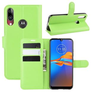 For MOTO E6 Plus Litchi Texture Horizontal Flip Leather Case with Wallet & Holder & Card Slots(Green)