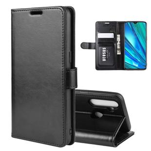 For OPPO Realme 5 Pro R64 Texture Single Fold Horizontal Flip Leather Case with Holder & Card Slots & Wallet(Black)