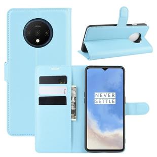For Oneplus 7T  Litchi Texture Horizontal Flip Leather Case with Wallet & Holder & Card Slots(Blue)