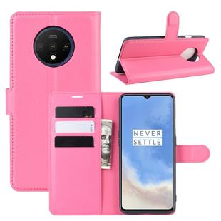 For Oneplus 7T  Litchi Texture Horizontal Flip Leather Case with Wallet & Holder & Card Slots(Rose red)