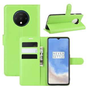 For Oneplus 7T  Litchi Texture Horizontal Flip Leather Case with Wallet & Holder & Card Slots(Green)