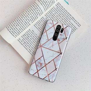 For Xiaomi Note 8 Pro  Plating Colorful Geometric Pattern Mosaic Marble TPU Mobile Phone Case(White PJ3)