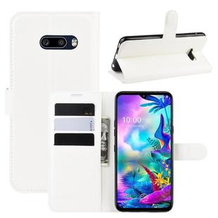 For LG G8X ThinQ   Litchi Texture Horizontal Flip Leather Case with Wallet & Holder & Card Slots(White)