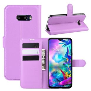 For LG G8X ThinQ   Litchi Texture Horizontal Flip Leather Case with Wallet & Holder & Card Slots(Purple)