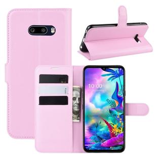 For LG G8X ThinQ   Litchi Texture Horizontal Flip Leather Case with Wallet & Holder & Card Slots(Pink)
