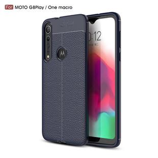 For Moto G8 Play   Litchi Texture TPU Shockproof Case(Navy Blue)