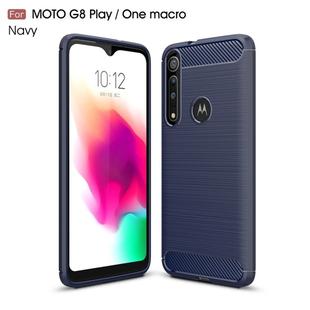 For Moto G8 Play Brushed Texture Carbon Fiber TPU Case(Navy Blue)