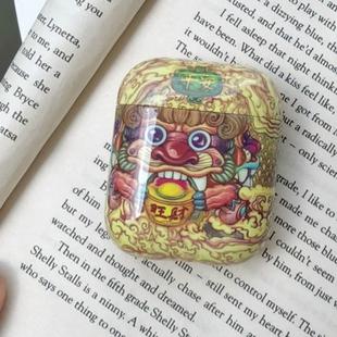 For Apple AirPods 1/2 Generation Glossy Colorful Exquisite Pattern Bluetooth Headset Case(Yellow Cat)