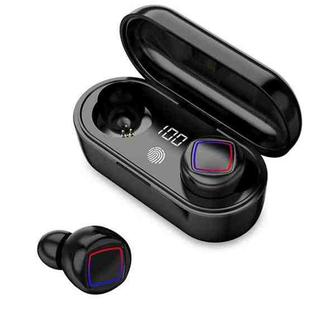 TWS Fingerprint Touch Bluetooth Headset LED Battery Display With Charging Bin(Black)