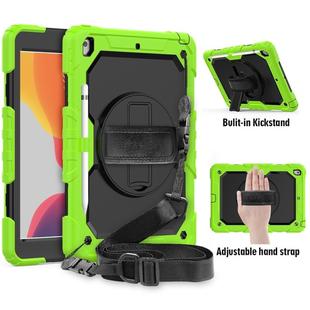 For iPad 10.2 Shockproof Colorful Silica Gel + PC Protective Case with Holder & Shoulder Strap & Hand Strap & Pen Slot(Green)