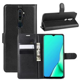 For OPPO A9 (2020) Litchi Texture Horizontal Flip Leather Case with Wallet & Holder & Card Slots(Black)