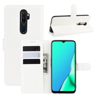 For OPPO A9 (2020) Litchi Texture Horizontal Flip Leather Case with Wallet & Holder & Card Slots(White)