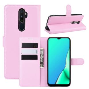 For OPPO A9 (2020) Litchi Texture Horizontal Flip Leather Case with Wallet & Holder & Card Slots(Pink)