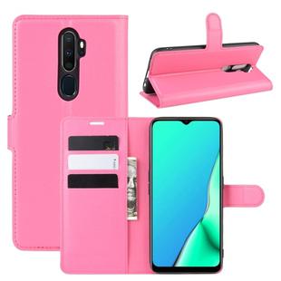 For OPPO A9 (2020) Litchi Texture Horizontal Flip Leather Case with Wallet & Holder & Card Slots(Rose red)