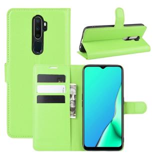 For OPPO A9 (2020) Litchi Texture Horizontal Flip Leather Case with Wallet & Holder & Card Slots(Green)