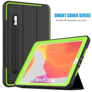 For iPad 10.2 2020 / 2019 Magnetic Horizontal Flip Protective Case with Three-folding Holder & Sleep / Wake-up Function & Pen Slots(Green)