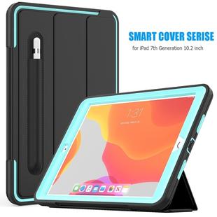 For iPad 10.2 2020 / 2019 Magnetic Horizontal Flip Protective Case with Three-folding Holder & Sleep / Wake-up Function & Pen Slots(Light Blue)