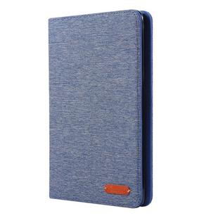 For iPad Mini 4 / 3 / 2 / 1 Cloth Teature Horizontal Flip PU Leather Case with with Holder & Card Slots(Deep Blue)