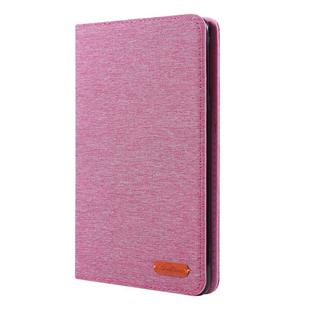 For iPad Mini 4 / 3 / 2 / 1 Cloth Teature Horizontal Flip PU Leather Case with with Holder & Card Slots(Rose pink)