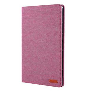 For Huawei MediaPad M6 10.8 Cloth Teature Horizontal Flip PU Leather Case with with Holder & Card Slots(Rose Pink)