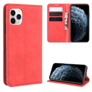 For iPhone 11 Pro Retro-skin Business Magnetic Suction Leather Case with Purse-Bracket-Chuck(Red)