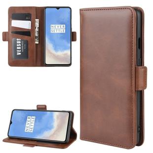 For OnePlus 7T Dual-side Magnetic Buckle Horizontal Flip Leather Case with Holder & Card Slots & Wallet & Photo Frame(Brown)
