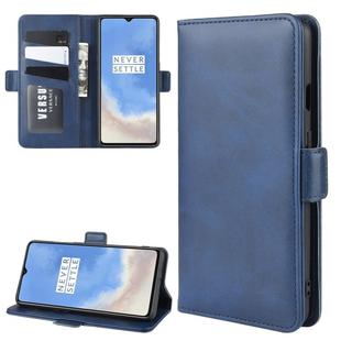 For OnePlus 7T Dual-side Magnetic Buckle Horizontal Flip Leather Case with Holder & Card Slots & Wallet & Photo Frame(Dark Blue)